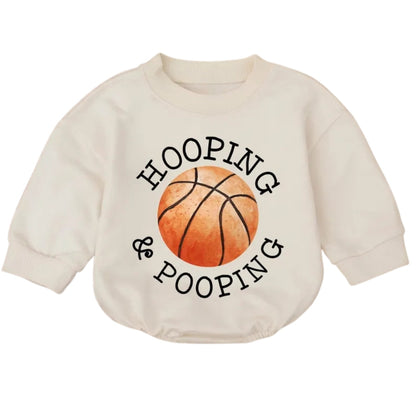 Hopping And Popping Basketball Baby Romper Sweatshirt, Baby Basketball Romper Sweatshirt BB0688