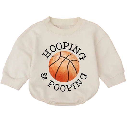 Hopping And Popping Basketball Baby Romper Sweatshirt, Baby Basketball Romper Sweatshirt BB0688