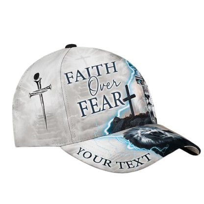 Faith Over Fear Custom Lion Christian Baseball Cap, Custom Christian Caps Hats CP0105