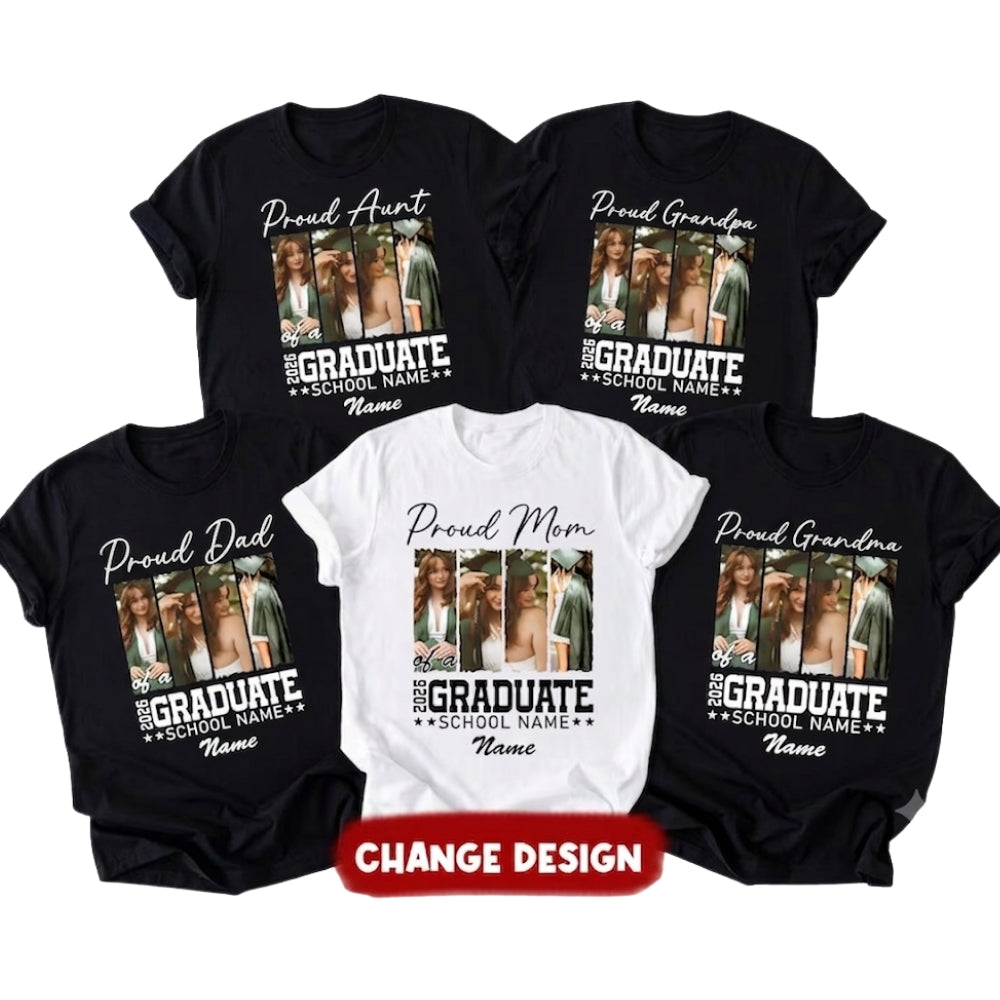 Custom Photo Matching Family Graduation T Shirt, Custom Matching Grad Family Shirts With Photo ET1116