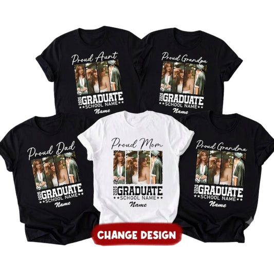 Custom Photo Matching Family Graduation T Shirt, Custom Matching Grad Family Shirts With Photo ET1116