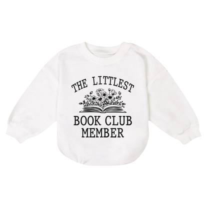 The Littlest Book Club Member Baby Romper Sweatshirt, Wildflower Bookworm Baby Romper Sweatshirt BB0167