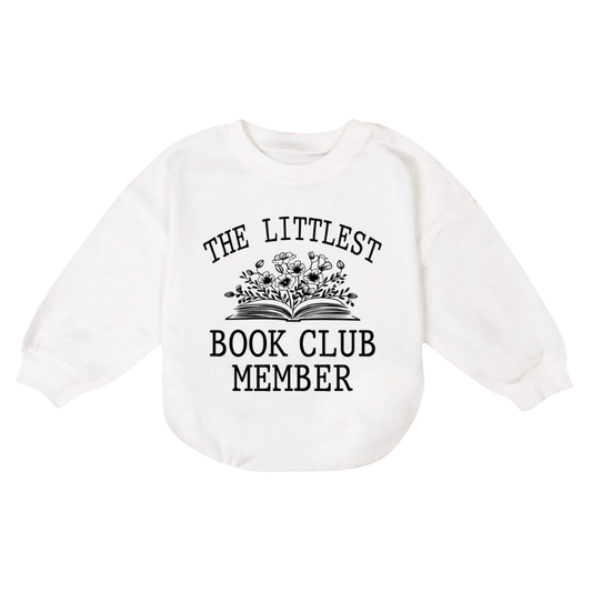 The Littlest Book Club Member Baby Romper Sweatshirt, Wildflower Bookworm Baby Romper Sweatshirt BB0167