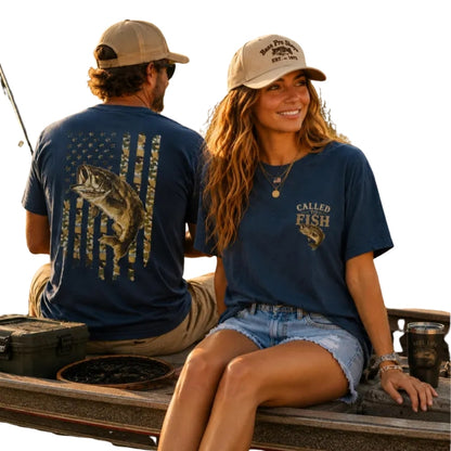 Call To Fish Matching American Flag Largemouth Bass Fishing Dad And Son T Shirts, Fishing Matching Father Son Shirts ET0802