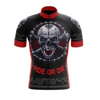 Ride Or Die Men's Skull Cycling Jersey Short Sleeve, Funny Skull Cycling Jerseys CE0027