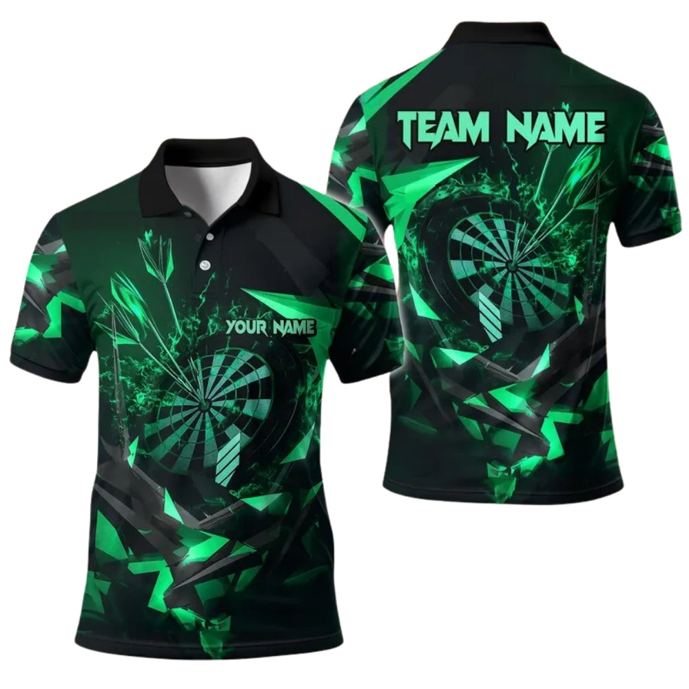 Custom Black And Gold Darts Team Polo Shirts For Mens, Custom Dart Shirts DE0032
