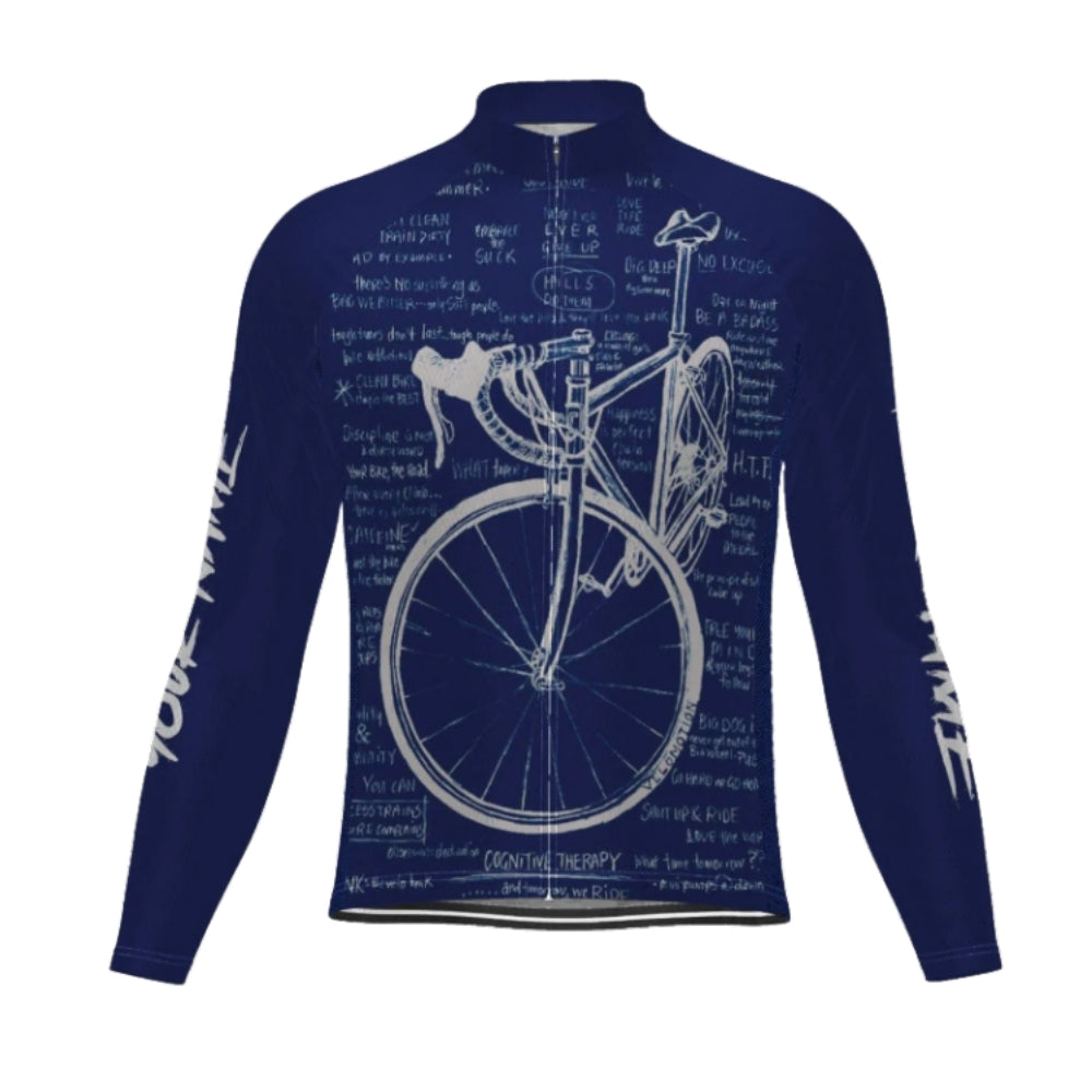 Custom Cycology Blue Cycling Long Sleeve Jersey For Men, Custom Cycling Jerseys CG0653