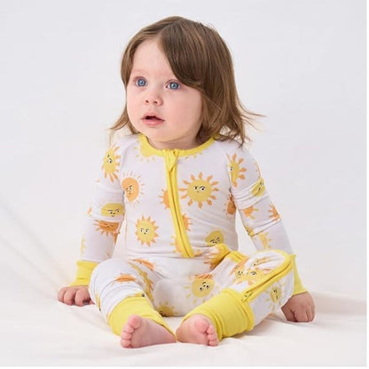 Sun Yellow Baby Convertible Zippy Romper, Sun Baby Romper Convertible BB0412