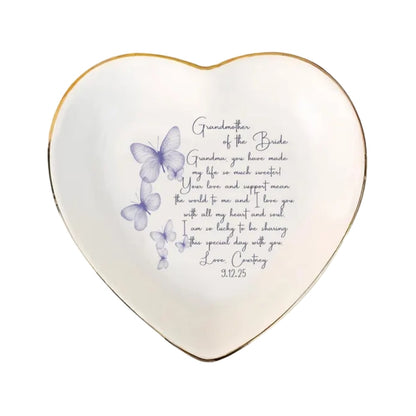 Personalized Butterfly Wedding Ring Dish For Grandmother Of The Bride, Personalized Grandmother Of The Bride Jewelry Dish WD0154