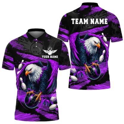 Custom Blue Eagle Bowling Polo Shirt For Mens, Custom Eagle Bowling Team Shirts BE0131