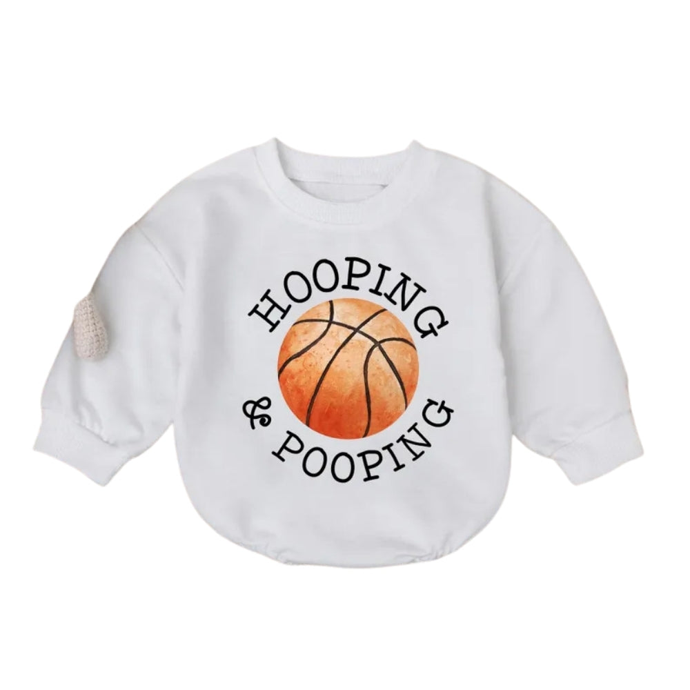 Hopping And Popping Basketball Baby Romper Sweatshirt, Baby Basketball Romper Sweatshirt BB0688