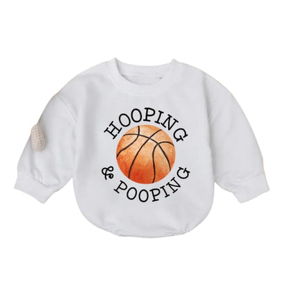 Hopping And Popping Basketball Baby Romper Sweatshirt, Baby Basketball Romper Sweatshirt BB0688