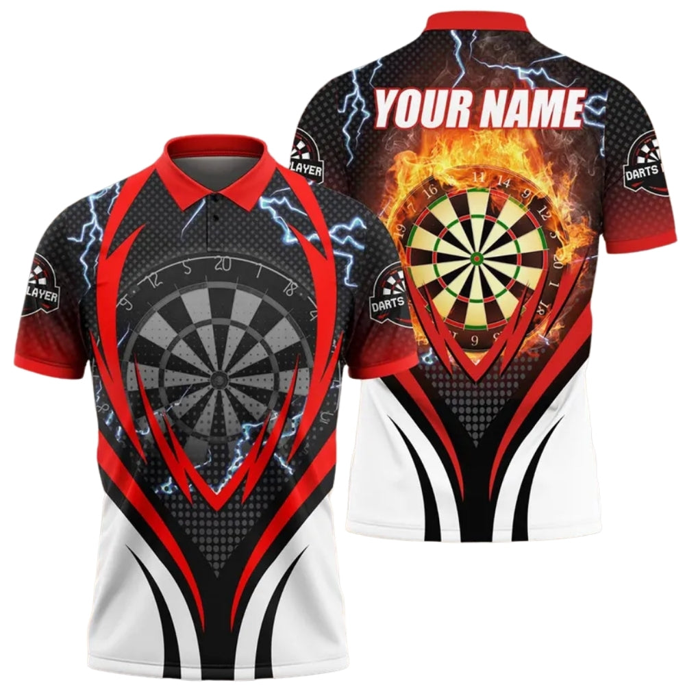 Custom Flame Red Darts Polo Shirts For Mens, Custom Flame Dart Team Shirts DE0033