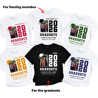 Custom Photo Proud Family Graduation T Shirts, Custom Graduation Shirts For Family ET0097