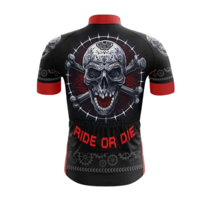 Ride Or Die Men's Skull Cycling Jersey Short Sleeve, Funny Skull Cycling Jerseys CE0027