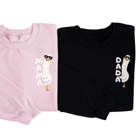 Custom Goose Dada Mama 1st Birthday Matching Sweatshirt, Custom First Birthday Goose Sweatshirt For Family ET1539