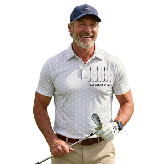 Best Grandpa By Par Custom Kids Names Golf Polo Shirt For Men, Custom Father Day Golf Shirts For Grandpa Dad GE0407