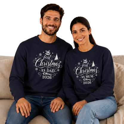 First Christmas As Mum Dad Custom Family Matching Sweatshirt, Personalized Family Christmas Sweatshirt ET1644