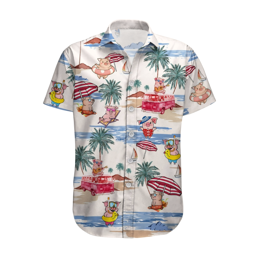 Funny Pig Beach Hawaiian Shirt For Men Women, Pig Hawaiian Shirts HE0242