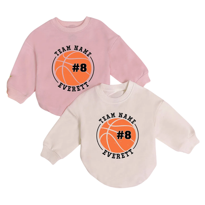 Custom Basketball Baby Romper Sweatshirt With Team Name, Personalized Basketball Baby Romper Sweatshirt BB0168