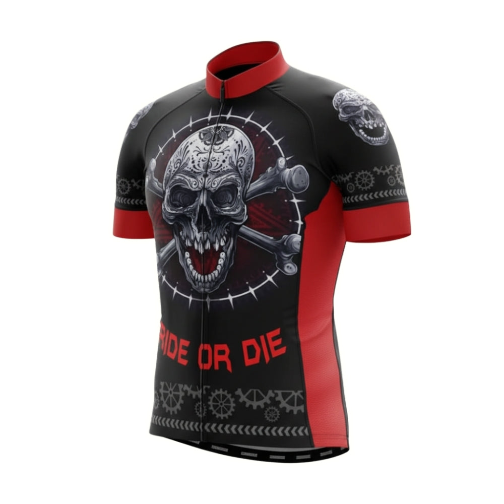 Ride Or Die Men's Skull Cycling Jersey Short Sleeve, Funny Skull Cycling Jerseys CE0027