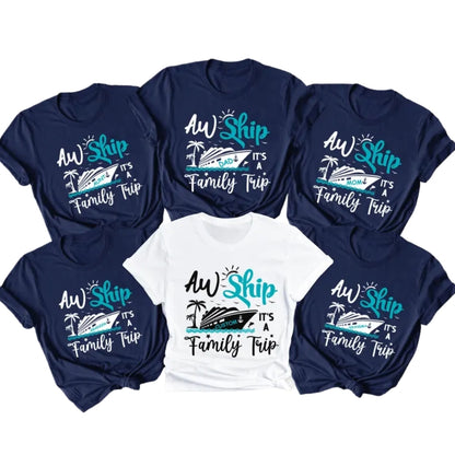 Custom Aw Ship It's A Family Trip Matching Cruise Family Vacation T Shirts, Custom Family Vacation Shirts ET0098