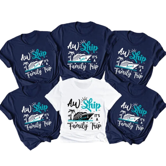 Custom Aw Ship It's A Family Trip Matching Cruise Family Vacation T Shirts, Custom Family Vacation Shirts ET0098