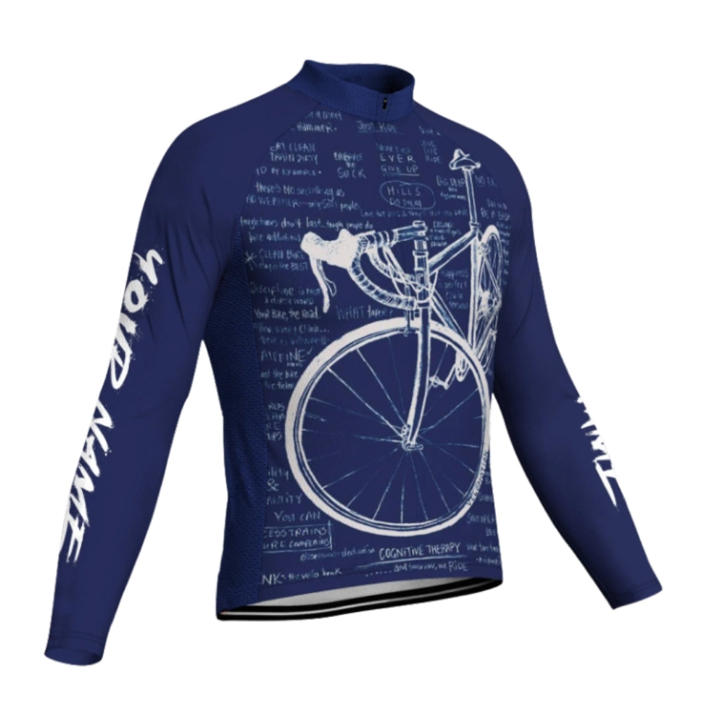 Custom Cycology Blue Cycling Long Sleeve Jersey For Men, Custom Cycling Jerseys CG0653