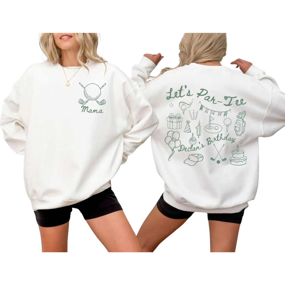 Let's Par-Tee Golf First Birthday Matching Family Sweatshirt, Personalized Golf 1st Birthday Family Sweaters ET1540