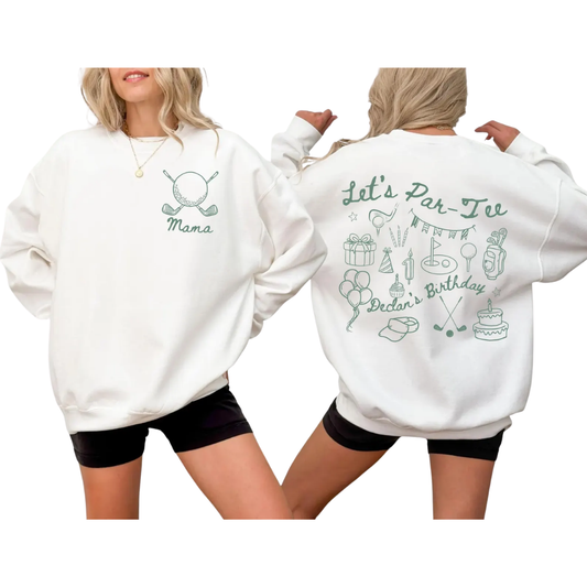Let's Par-Tee Golf First Birthday Matching Family Sweatshirt, Personalized Golf 1st Birthday Family Sweaters ET1540