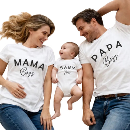 Papa Boss Mama Boss Baby Boss Matching Family T Shirts, Custom Family Boss Matching Shirts ET0689