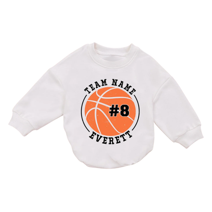 Custom Basketball Baby Romper Sweatshirt With Team Name, Personalized Basketball Baby Romper Sweatshirt BB0168