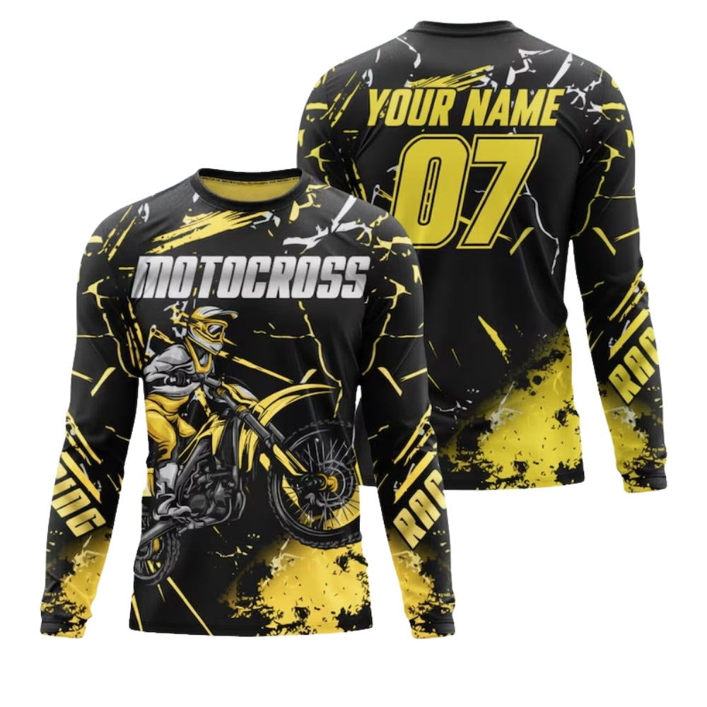 Custom Red Black Motocross Racing Long Sleeve Jersey Shirts For Men, Personalised MX Jersey ME0043