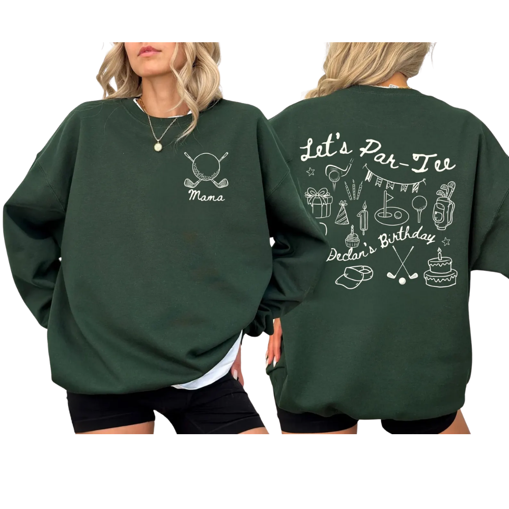 Let's Par-Tee Golf First Birthday Matching Family Sweatshirt, Personalized Golf 1st Birthday Family Sweaters ET1540