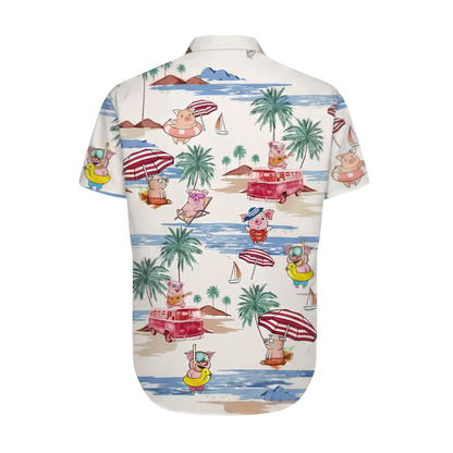 Funny Pig Beach Hawaiian Shirt For Men Women, Pig Hawaiian Shirts HE0242