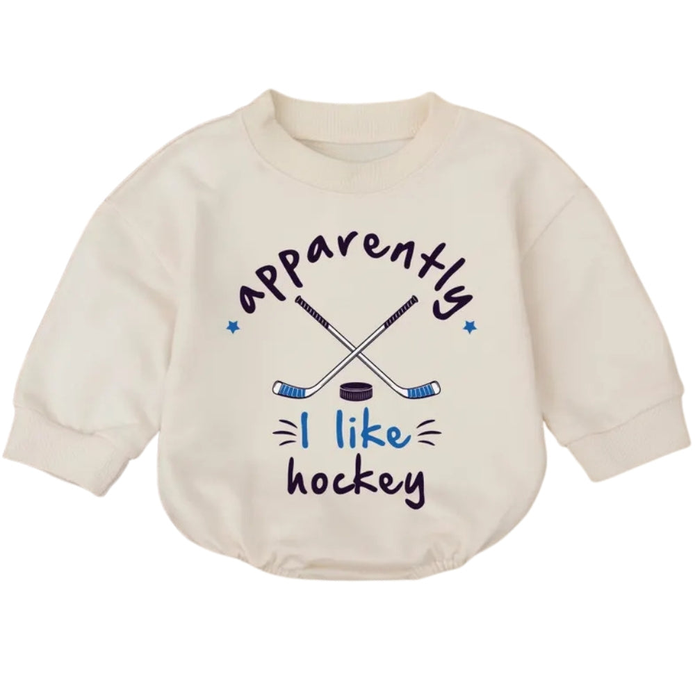 Apparently I Like Hockey Baby Romper Sweatshirt, Hockey Romper Sweatshirt Baby BB0689