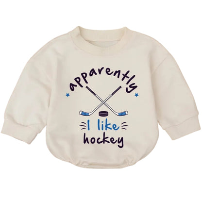 Apparently I Like Hockey Baby Romper Sweatshirt, Hockey Romper Sweatshirt Baby BB0689