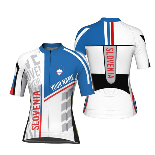 Custom Slovenia Flag Cycling Short Sleeve Women's Jersey, Custom Slovenia Cycling Jerseys CG0654