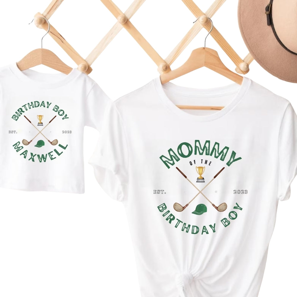 Custom Matching Golf First Birthday Boy Family T Shirts, Custom 1st Birthday Golf Shirts For Family ET0548