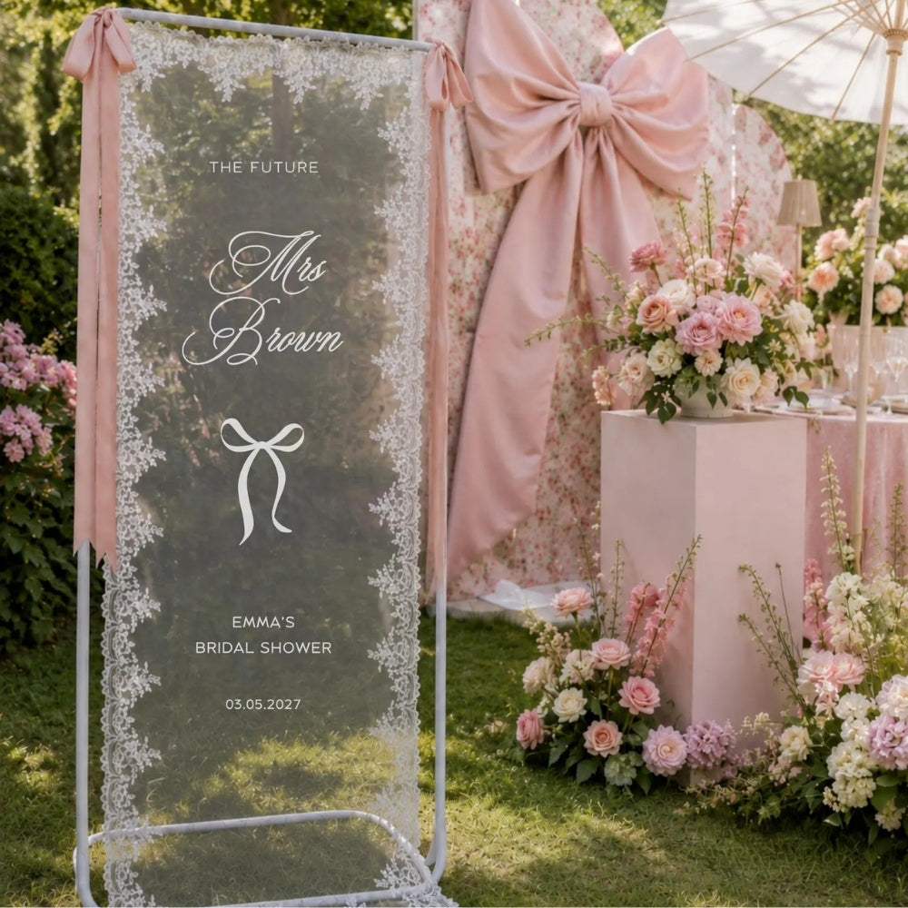 The Future Mrs Personalized Bridal Shower Lace Welcome Banner, Custom Bridal Shower Party Sign WD0391