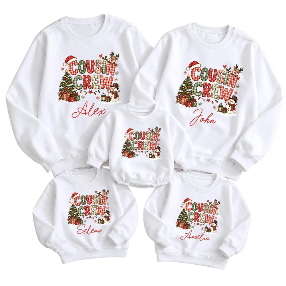 Cousin Crew Christmas Custom Name Matching Sweatshirt, Custom Christmas Cousin Sweater ET1695