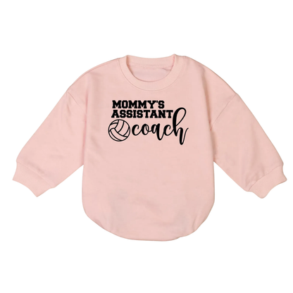 Mom's Assistant Volleyball Coach Baby Romper Sweatshirt, Baby Volleyball Romper Sweatshirt BB0695
