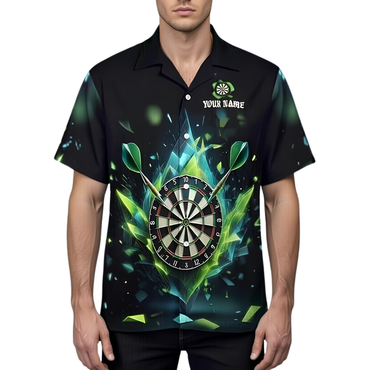 Custom Team Ice Darts Polo Shirt For Men, Custom Dart Team Shirt Black Cyan DZ0179