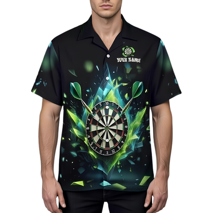 Custom Team Ice Darts Polo Shirt For Men, Custom Dart Team Shirt Black Cyan DZ0179