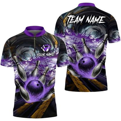 Custom Team Splash Paint Red Black Bowling Jersey For Mens, Custom Bowling Team Shirts BZ0595