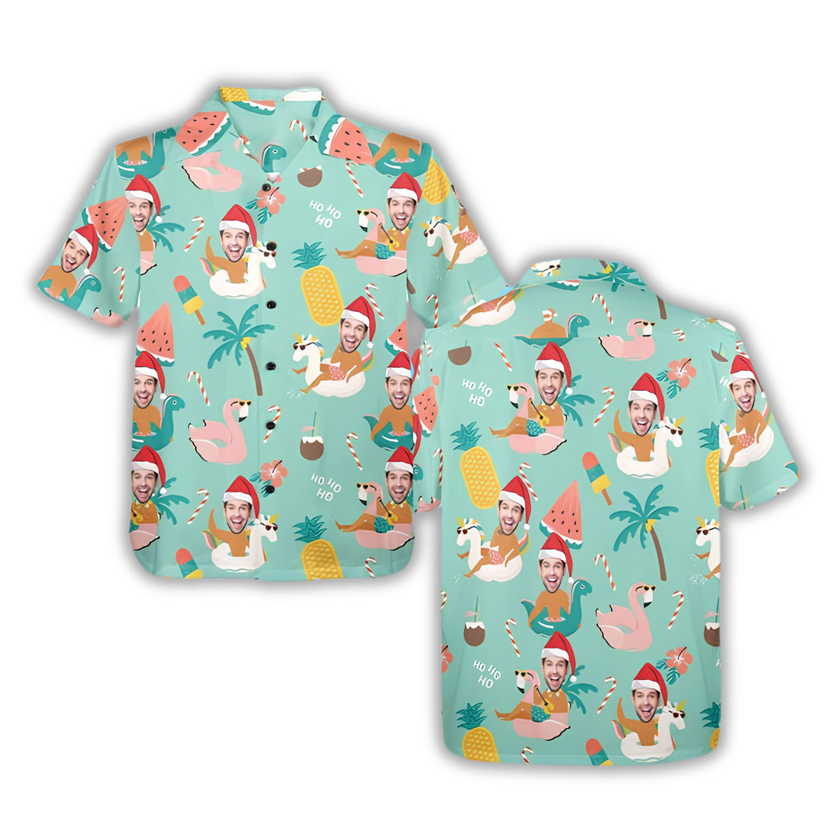 Custom Photo Christmas Tropical Hawaiian Shirt For Men Women, Custom Funny Faces Christmas Hawaiian Shirt HE0880