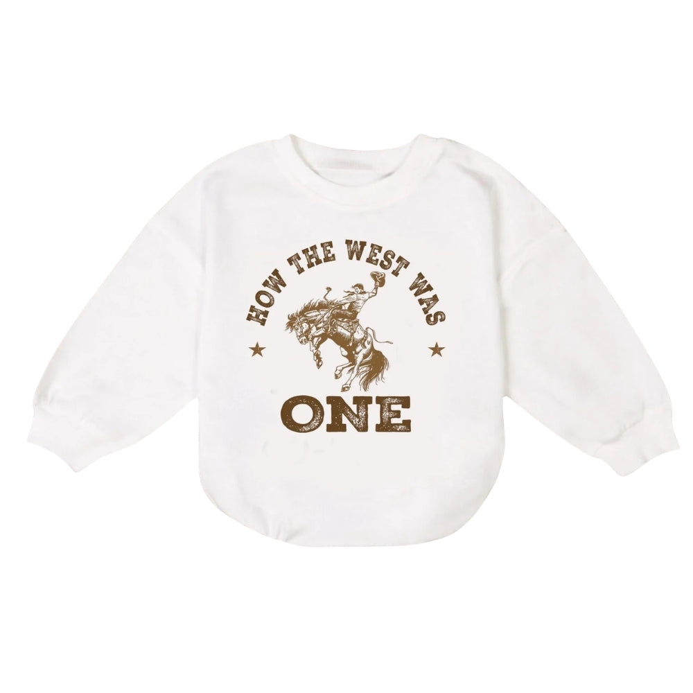 How The West Was One Baby Romper Sweater, First Birthday Baby Western Romper Sweatshirt BB0187
