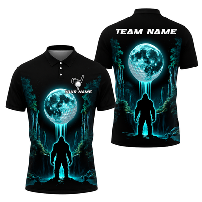 Custom Neon Green Bigfoot Golf Polo Shirt Mens, Custom Sasquatch Bigfoot Golf Team Shirts GZ0293
