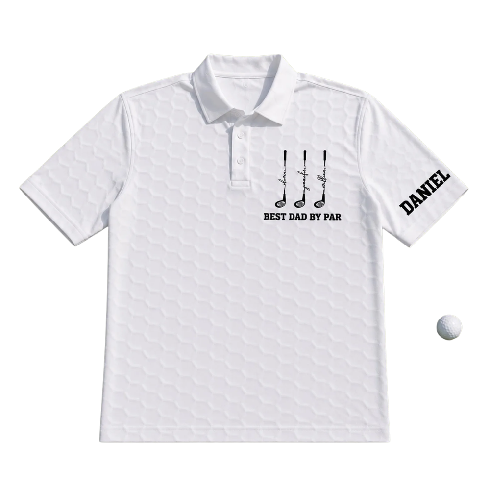 Best Dad By Par Custom Kid Names & Dad Name Golf Polo Shirt Men, Custom Father's Day GE0464  Golf Shirts