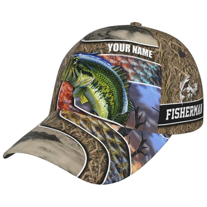 Custom Largemouth Bass Fishing Baseball 3D Cap, Custom Fishing Hat CP0603